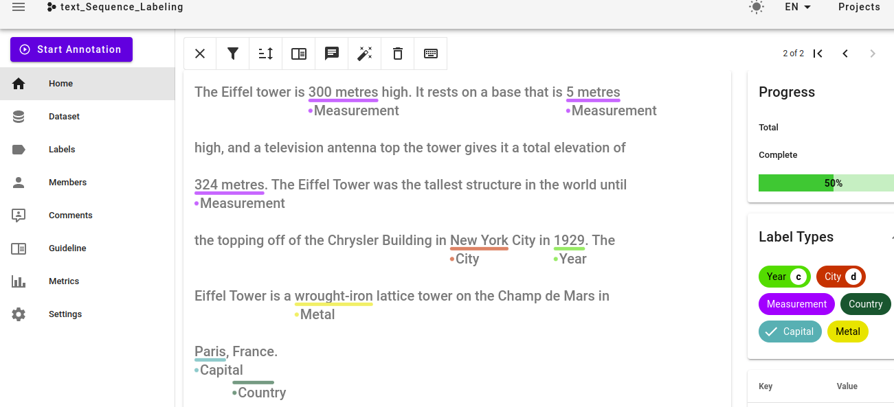Text OCT annotation